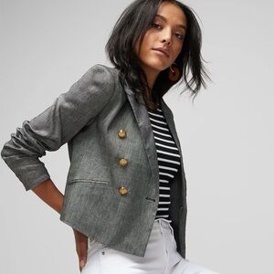 WHBM - Cropped Linen-Blend Blazer